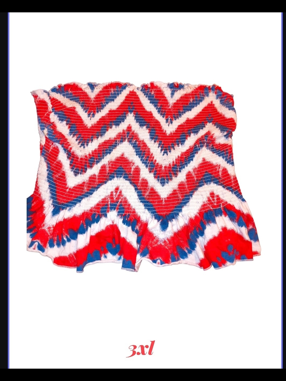 Red White & Blue Chevron Smocked Tube Top